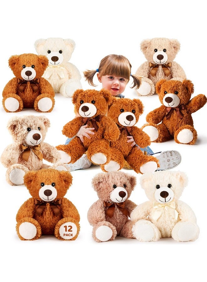 Zhanmai Zhanmai 12 Pcs 14 Inch Bear Stuffed Animal Bulk Operation 2025 Graduation Gifts Bulk Plush Stuffed Bear for Bridal Anniversary Shower Gifts(Light Brown, Khaki and White) - Image 1