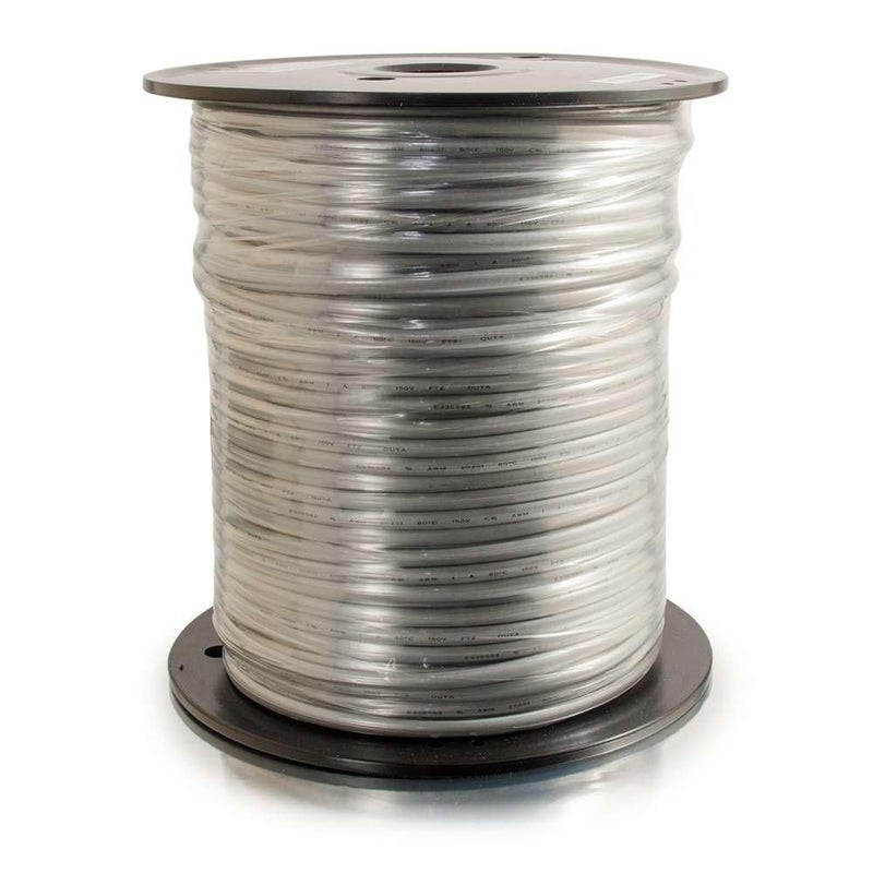 C2G 07192 28 AWG 4Conductor Silver Satin Modular Flat Telephone Cable Reel Silver Jacket 500 Feet 1524 Meters