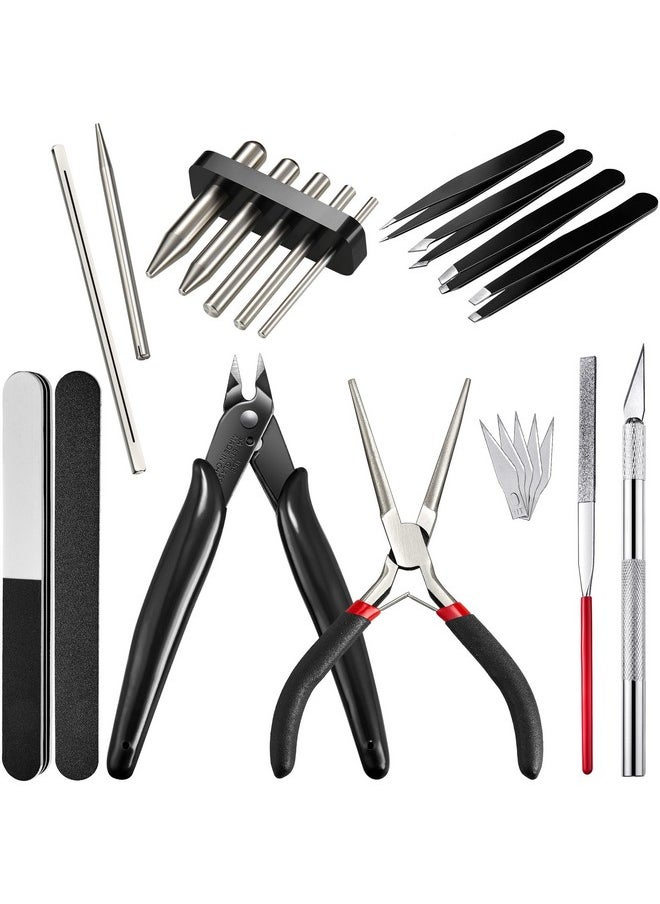 Honoson - 17 Pieces Metal Puzzle Tool Set Tool DIY Metal Model Kits Tools Tab Edge Cylinder Cone Shape Bending Assist Tools for 3D Metal Jigsaw Puzzles Assembly Basic Model Building, Repairing and Fixing - Image 1