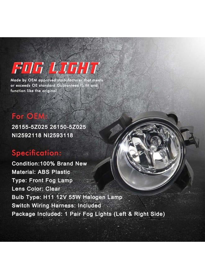 A ABIGAIL Driving Fog Lights Lamps Replacement for 2007-2018 Nissan Altima 2013-2018 Nissan Pathfinder, 2012-2019 Nissan Versa, with H11 12V 55W Halogen Bulbs & Switch - Image 4