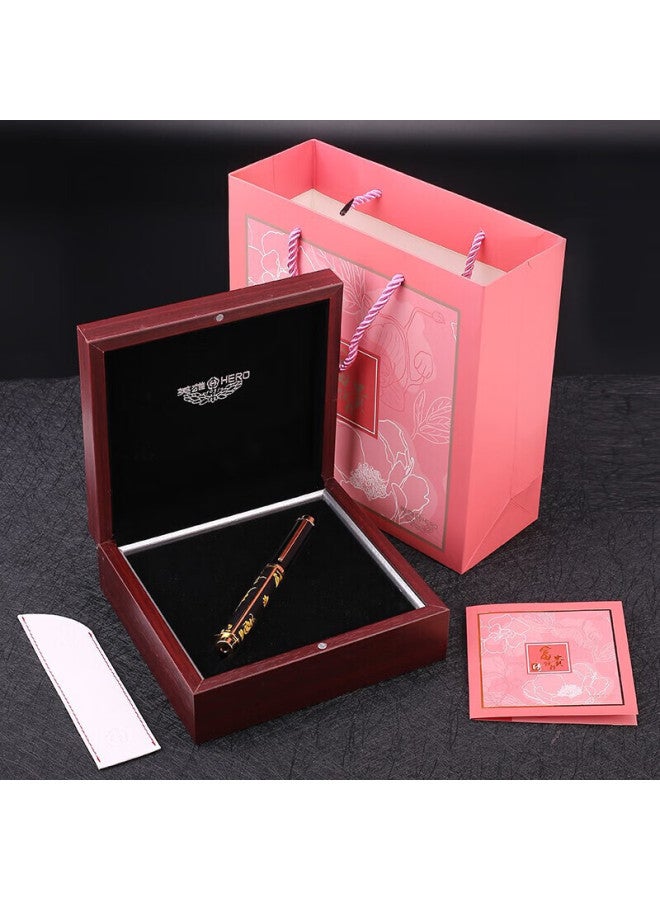 Hero [new Year Gift] High-end Collection 18k Women's Fountain Pen Gift Box, Signature Pen Business Gift Box, Horse Year Collection Gift Box, Birthday Gift, Blooming Prosperity - Image 3