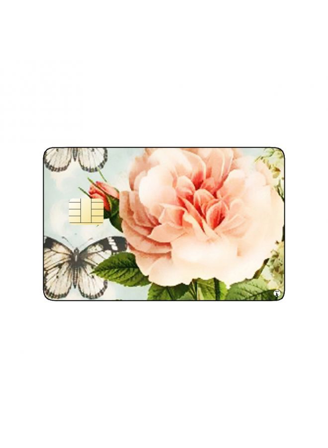 RKN PRINTED BANK CARD STICKER Beautiful Pink Flowers Drawing - Image 2