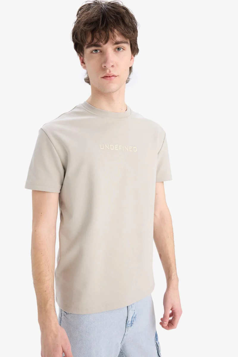 ديفاكتو Regular Fit Crew Neck Printed Cotton Heavy Fabric T-Shirt