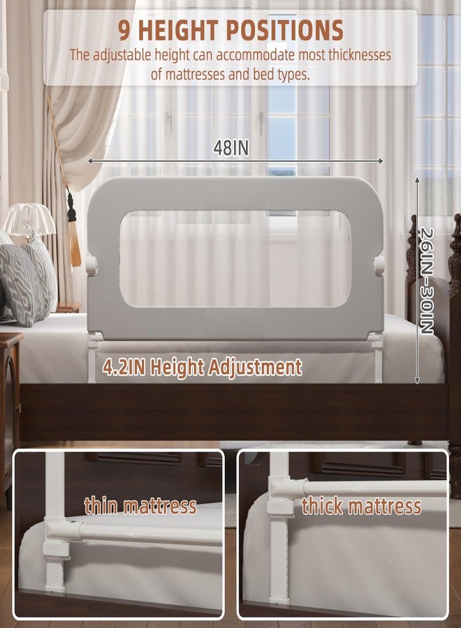 FigTime Bed Rail for Toddlers, Baby Bed Rail Guard for Kids, Toddler Bed Rails with Reinforced Anchor Fit, Height Adjustable & Foldable Bed Rail Guard for Twin, Full, Queen & King Beds (Grey, 48IN) - Image 3