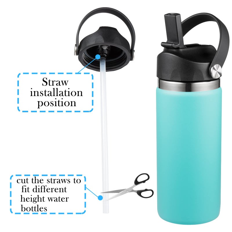 DBIW Straw Lid Compatible with 12 16 18 32 40 oz Wide Mouth Hydroflask, Lids with Straws for Water Bottle Accessories, Replacement Straw Cap with Flex Handle for Hydro Flask, Black - Image 2