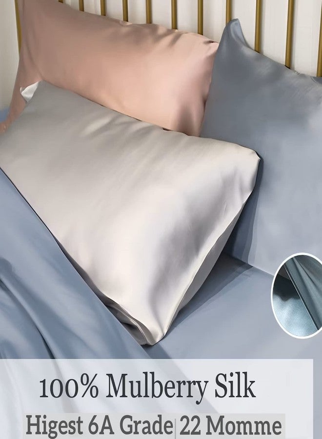 ROSEWARD 100% Mulberry Silk Pillowcase for Hair and Skin Made in USA, Real 22 Momme Silk Pillow Cases Queen, Not Satin Pillowcase, Anti Acne,Zipper Closure, 1 Pc 20"x30" (Queen, Blue Grey) - Image 3