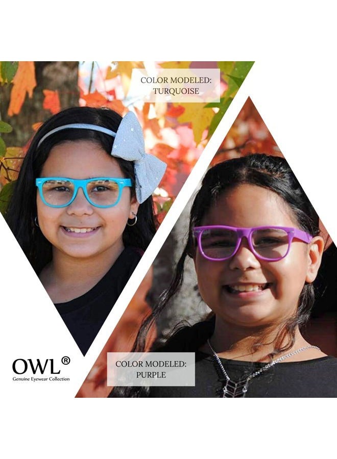OWL 3 Pairs Kids Clear Lens Sunglasses Flower Red Turquoise Purple - Image 3
