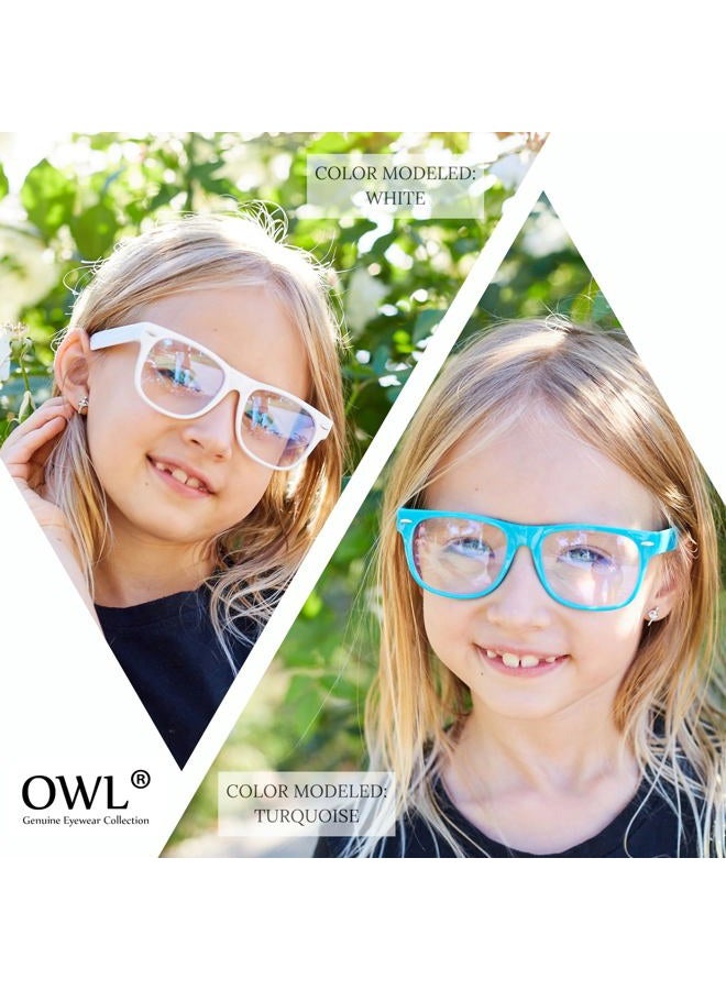 OWL 3 Pairs Kids Clear Lens Sunglasses Flower Red Turquoise Purple - Image 4
