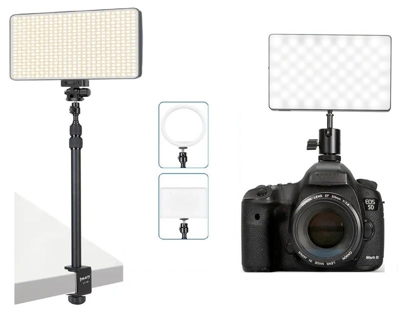 FKU PLOKAMA U480 RECHARGEBLE 20W Built-in 5000mAh Stepless Dimmable 2700-5700K LED Professional Photography Fill Light with JMARY MT49 Light Stand Tabletop C Clamp Desk Mount Table Stand for Photography - Image 1