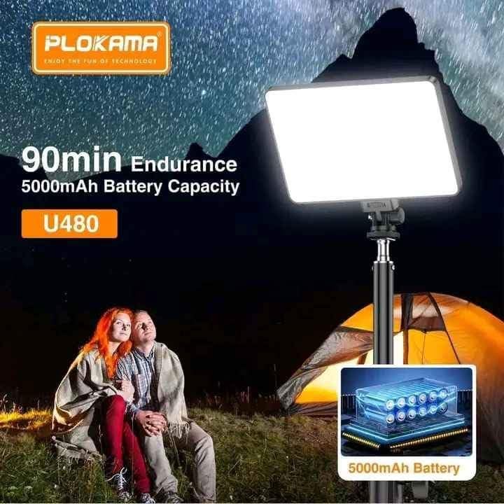 FKU PLOKAMA U480 RECHARGEBLE 20W Built-in 5000mAh Stepless Dimmable 2700-5700K LED Professional Photography Fill Light with JMARY MT49 Light Stand Tabletop C Clamp Desk Mount Table Stand for Photography - Image 2