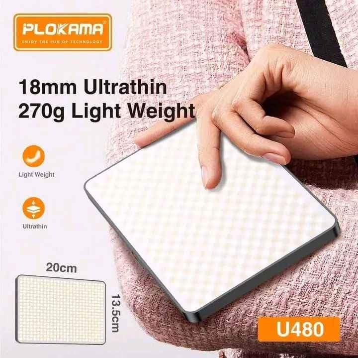 FKU PLOKAMA U480 RECHARGEBLE 20W Built-in 5000mAh Stepless Dimmable 2700-5700K LED Professional Photography Fill Light with JMARY MT49 Light Stand Tabletop C Clamp Desk Mount Table Stand for Photography - Image 5