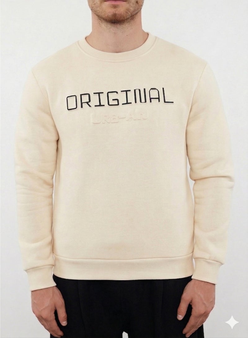 Slim/Slim Cut Puffy Printed Polar Fleece Sweatshirt TMNAW25SW00150