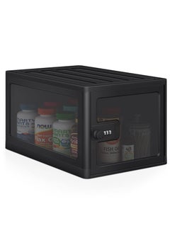 Lock Box for Safe Medicine Storage, Lockable Storage Box Medicine Lock Box, Lock Boxes for Personal Items, Safe Box with Lock Refrigerator Lock Box, Combination Lock Box with Code, Black