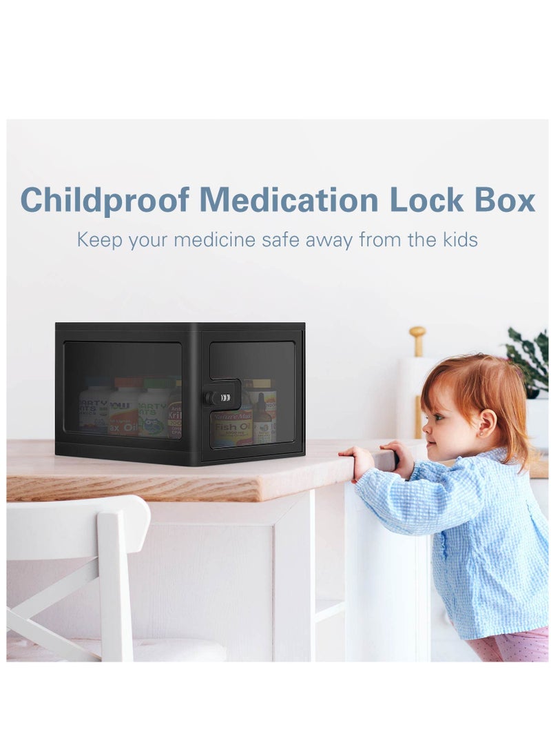 Excefore - Lock Box for Safe Medicine Storage, Lockable Storage Box Medicine Lock Box, Lock Boxes for Personal Items, Safe Box with Lock Refrigerator Lock Box, Combination Lock Box with Code, Black - Image 1