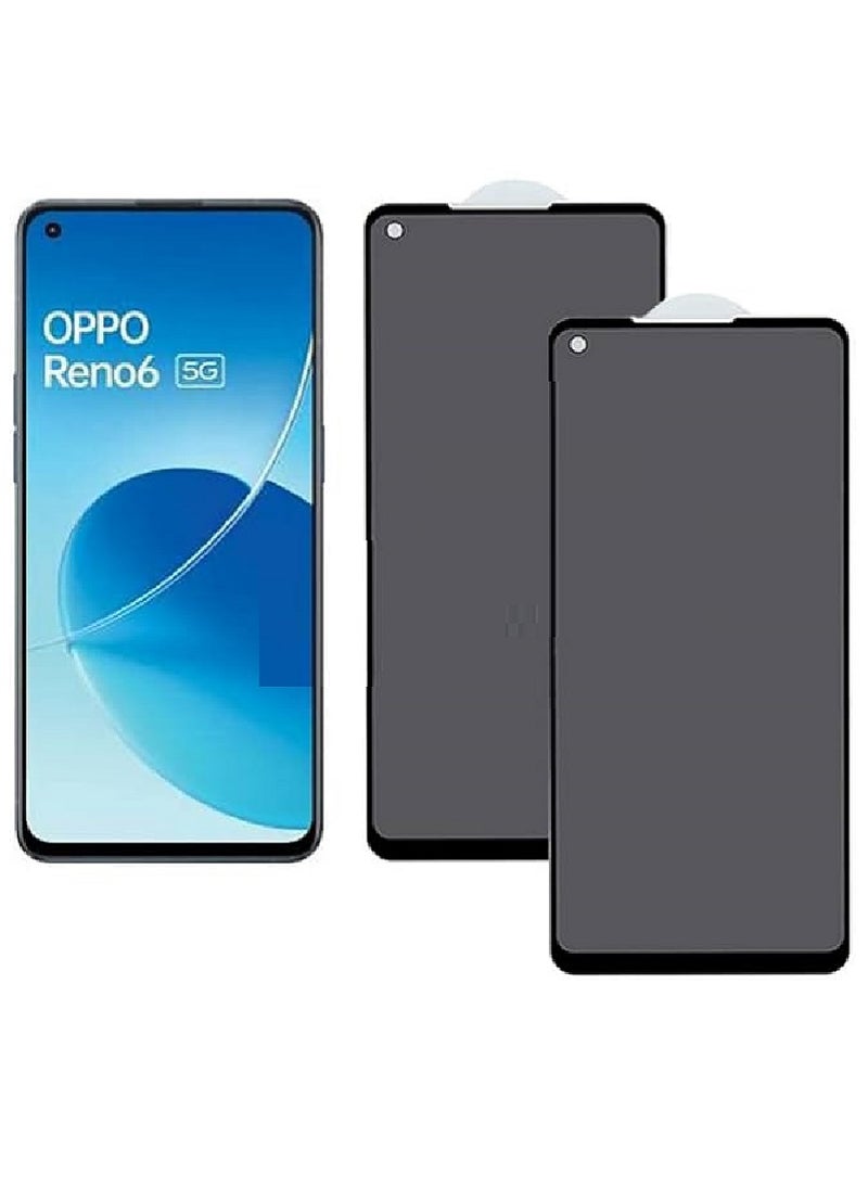 Super 2 Pieces Tempered Glass Screen Protector Anti-Spy Privacy  Designed For Oppo Reno6 Z Full Screen Coverage And Bubble Free - Image 1