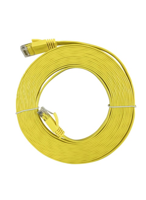 Class 6 Flat Network Cable Gigabit Ethernet Cat6 Flat Wire Finished Computer Cable 1 Meter-Color:Yellow-Line Length:2m
