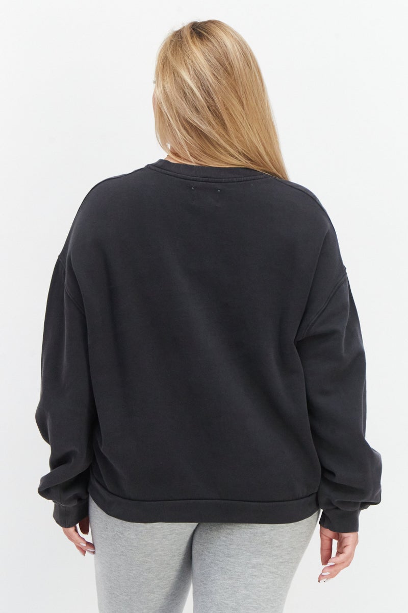 Pepe Jeans Women Crew Neck Long Sleeve Graphic Print Sweatshirt, Black - Image 2