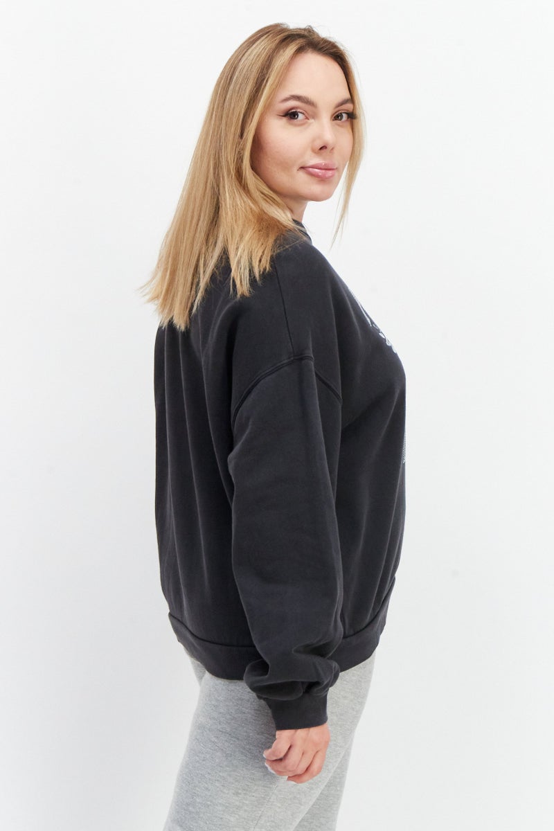 Pepe Jeans Women Crew Neck Long Sleeve Graphic Print Sweatshirt, Black - Image 4