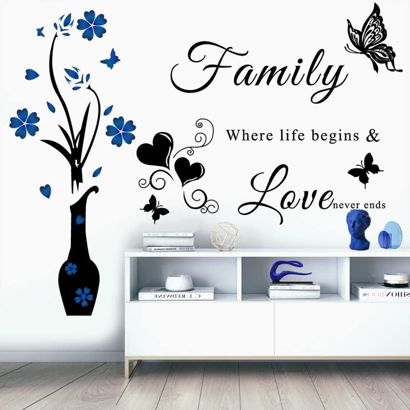 Casa Decor Family Wall Sticker Wall Decal Inspirational Family Quote Sticker Vase Wall Art Sticker Vinyl Lettering Saying Wall Decals for Living Room Bedroom Dining Room Wall Decoration Home Decor.  - Image 1