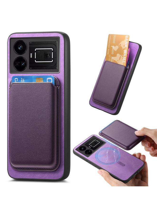 S-TOP Case For Realme GT5 5G Retro Magsafe Card Bag PU Back Cover Phone Case - Image 1