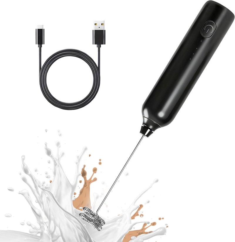 Laposso Milk Frother Rechargeable Handheld Electric Whisk Coffee Frother 3 Speed Adjustable Foam Maker Blender for Coffee Matcha Latte Cappuccino Hot Chocolate Kitchen Gifts (Black) - Image 1