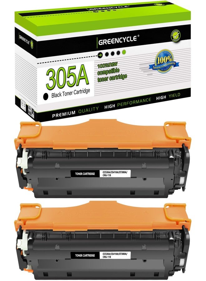 greencycle 305A Black Compatible Toner Cartridge Replacement for HP 305A CE410A Toner Works on Laser Jet Pro 400 Color M451nw M451dw M451dn MFP M475dn M475dw M375nw Printer - 2 Pack CE410A, Black - Image 1