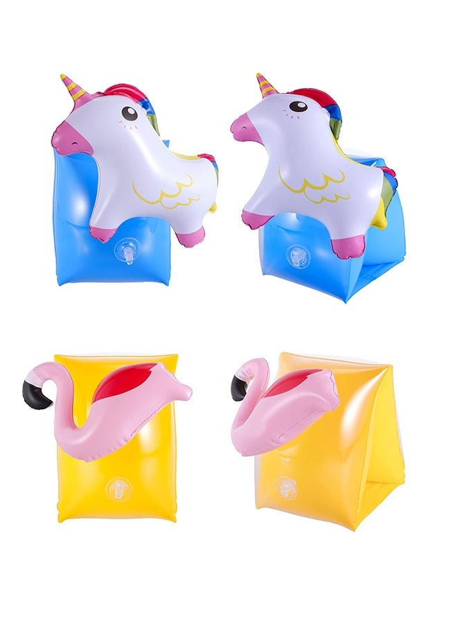 4Pcs Arm Floaties for Kids Cartoon Swimiming Armbands Floaties Water Wings Floatation Sleeves PVC Arm Floaties Inflatable Swim Arm Bands Floater Sleeves Children's Swimming Ring - Image 1