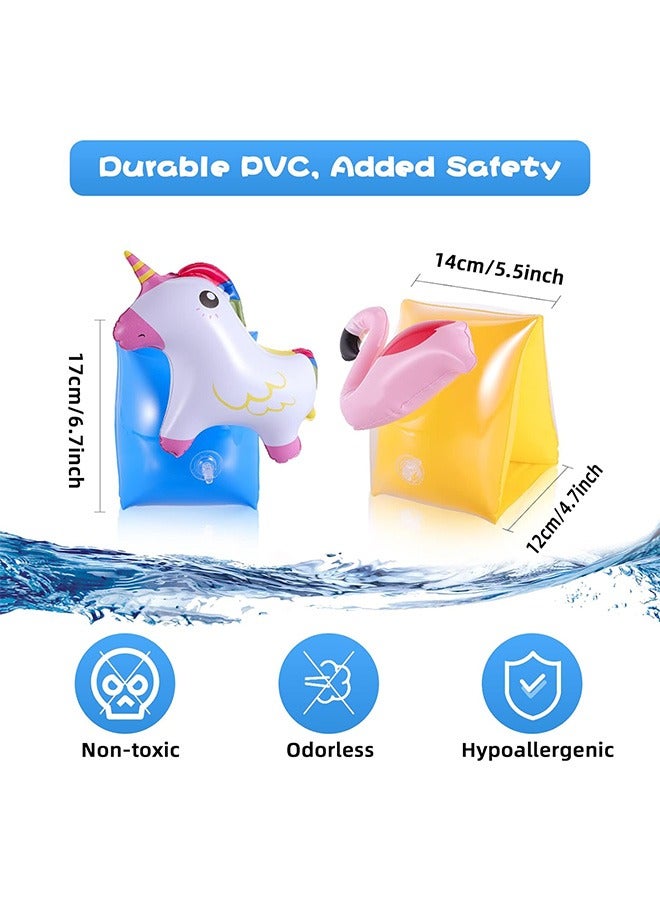 4Pcs Arm Floaties for Kids Cartoon Swimiming Armbands Floaties Water Wings Floatation Sleeves PVC Arm Floaties Inflatable Swim Arm Bands Floater Sleeves Children's Swimming Ring - Image 2