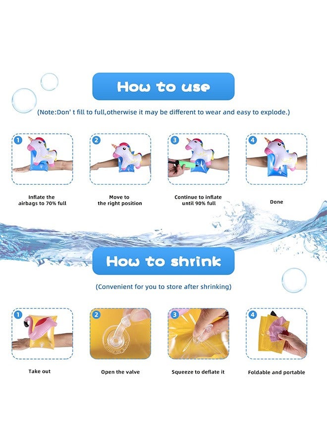 4Pcs Arm Floaties for Kids Cartoon Swimiming Armbands Floaties Water Wings Floatation Sleeves PVC Arm Floaties Inflatable Swim Arm Bands Floater Sleeves Children's Swimming Ring - Image 4