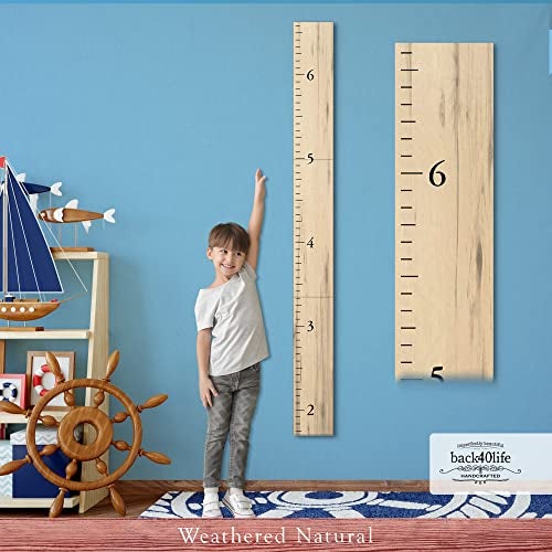 Back40Life Farmhouse Style Wooden Kids Growth Chart Ruler for Boys and Girls (Weathered Natural - BMK) - Image 5