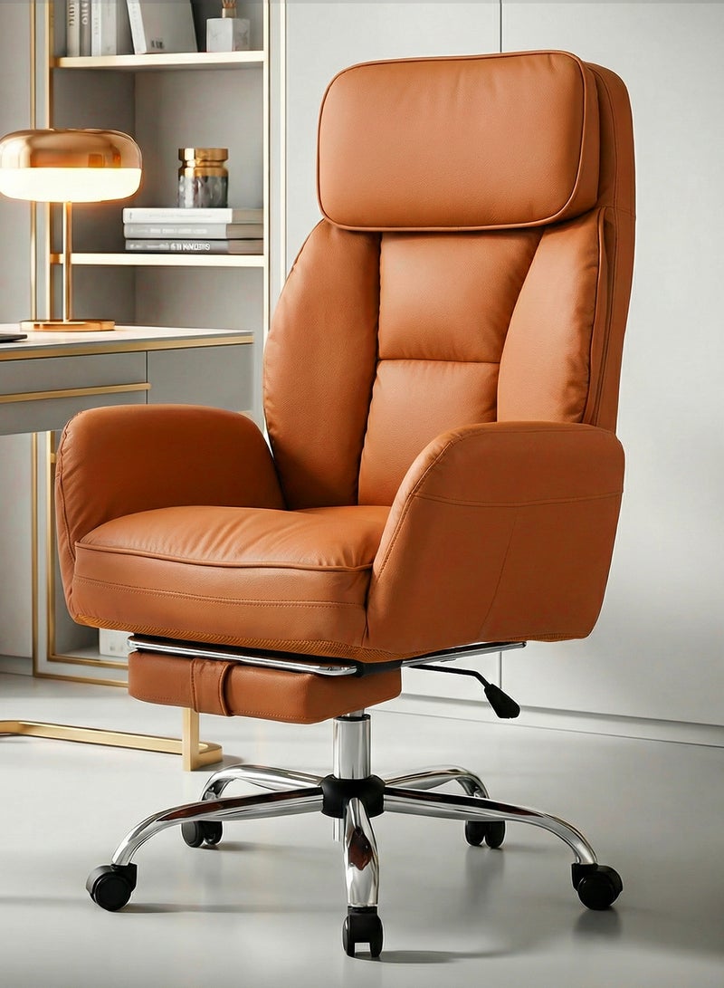 DROGO Ergonomic Office Chair for Work from Home 400LBS | Computer Chair for Study with High Back, Cushion Seat, Armrest, Head & Lumbar Support | Criss Cross Legged Chair | Gaming Chair with Footrest & Recline Brown - Image 1