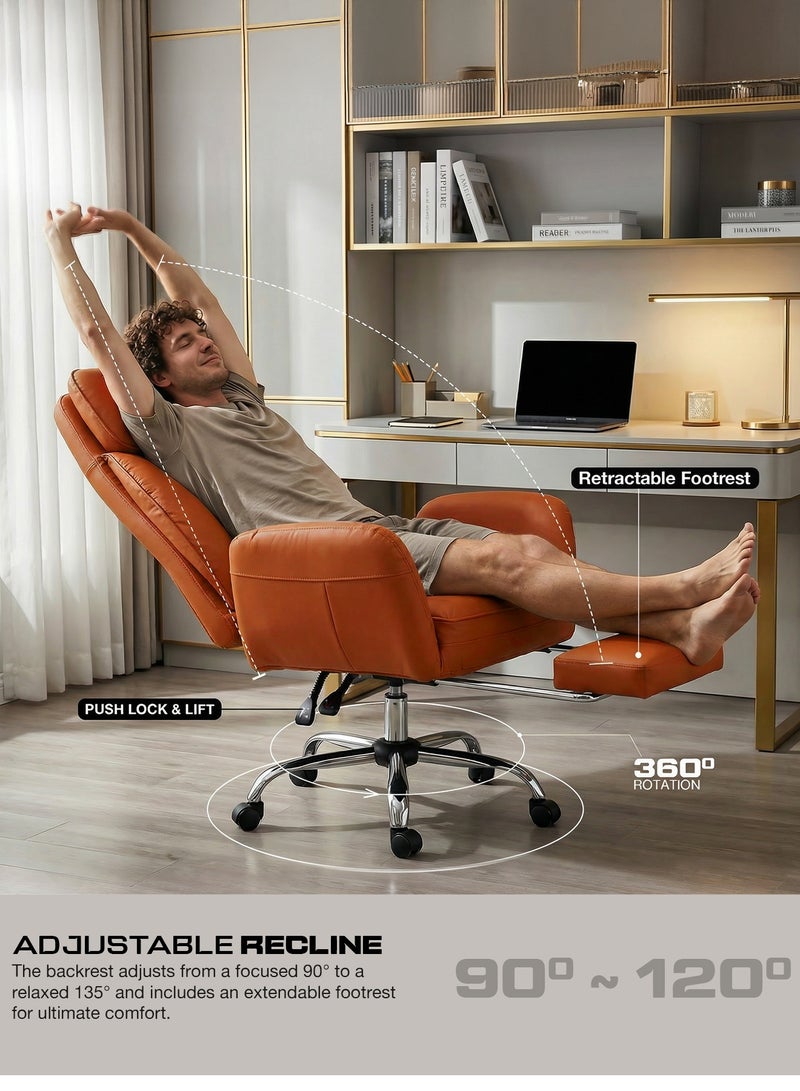 DROGO Ergonomic Office Chair for Work from Home 400LBS | Computer Chair for Study with High Back, Cushion Seat, Armrest, Head & Lumbar Support | Criss Cross Legged Chair | Gaming Chair with Footrest & Recline Brown - Image 5