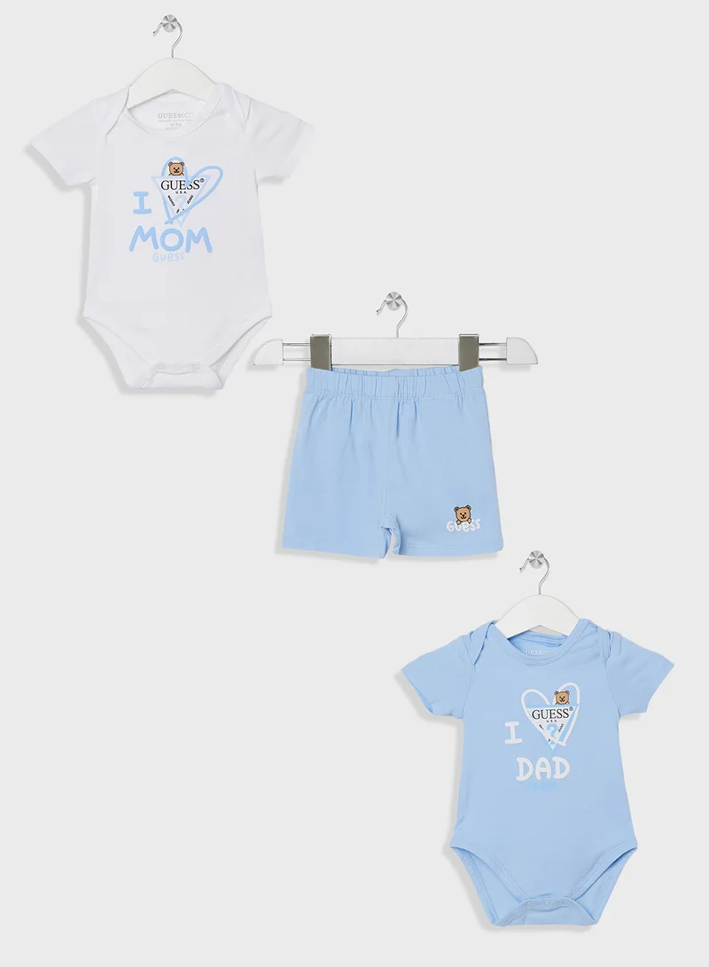 GUESS Infant Graphic Printed 2 Pack Bodysuit & Short Set