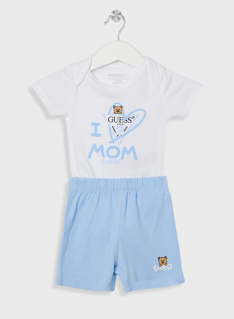 GUESS Infant Graphic Printed 2 Pack Bodysuit & Short Set