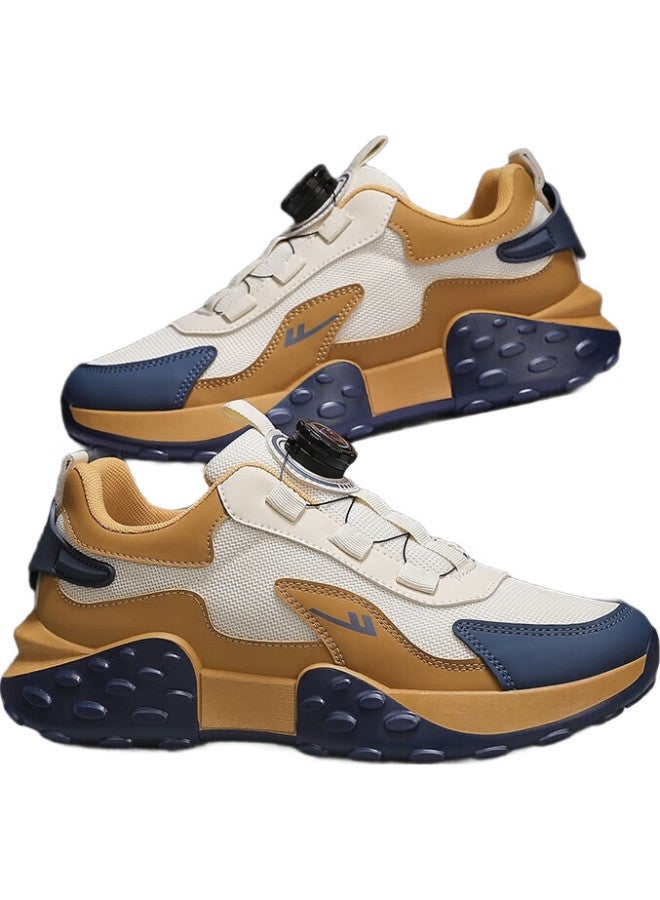 Pull Back Huili Men'S Sneakers, Chunky Dad Shoes, Summer Men'S Mesh Breathable Casual Shoes, Thick-Soled Running Shoes, Beige/Mud Yellow, Size 41 - Image 2