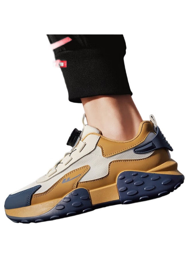 Pull Back Huili Men'S Sneakers, Chunky Dad Shoes, Summer Men'S Mesh Breathable Casual Shoes, Thick-Soled Running Shoes, Beige/Mud Yellow, Size 41 - Image 1