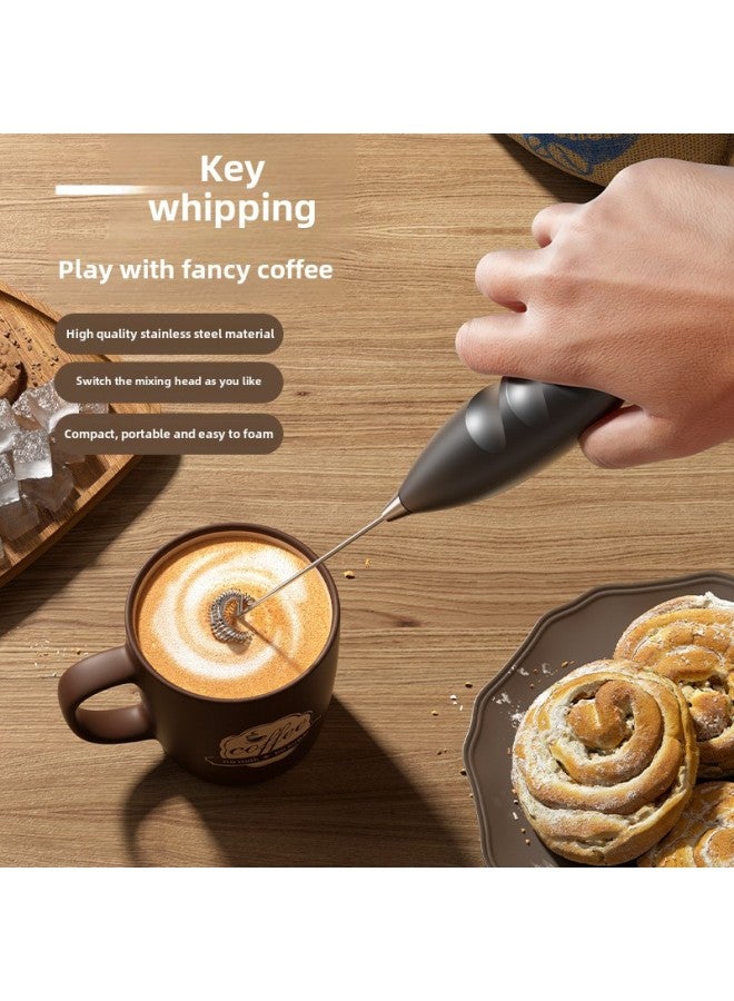 Handheld Milk Foamer Household Wireless Electric Portable Milk Foamer Coffee Stirring Stick Bubble-Color:07 Milk Frother Black Single Head  - Image 3