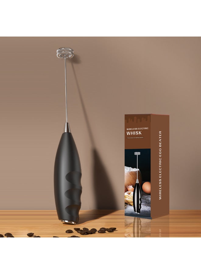Handheld Milk Foamer Household Wireless Electric Portable Milk Foamer Coffee Stirring Stick Bubble-Color:07 Milk Frother Black Single Head  - Image 1