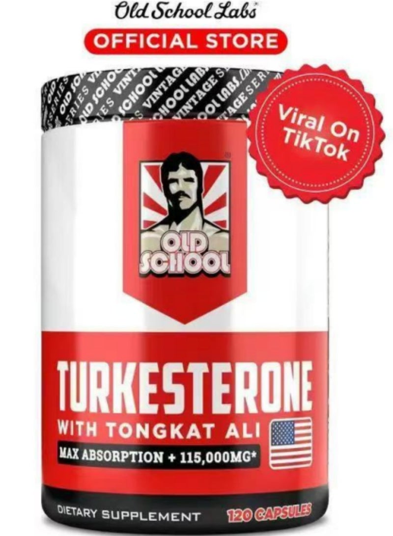 أولد سكول لابس مكمل التستوستيرون للرجال من Old School Labs تركستيرون 1500 مجم قوة قصوى تونغكات علي بيوبيرين نمو العضلات استعادة القدرة على التحمل 120 كبسولة 40 حصة - Image 1