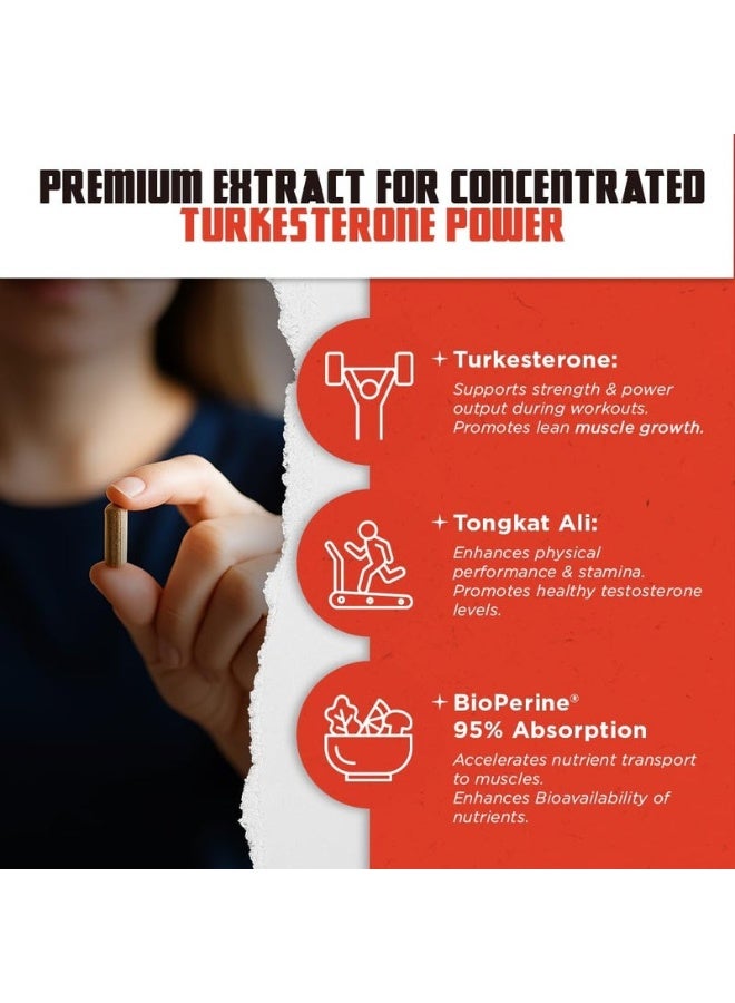أولد سكول لابس مكمل التستوستيرون للرجال من Old School Labs تركستيرون 1500 مجم قوة قصوى تونغكات علي بيوبيرين نمو العضلات استعادة القدرة على التحمل 120 كبسولة 40 حصة - Image 4