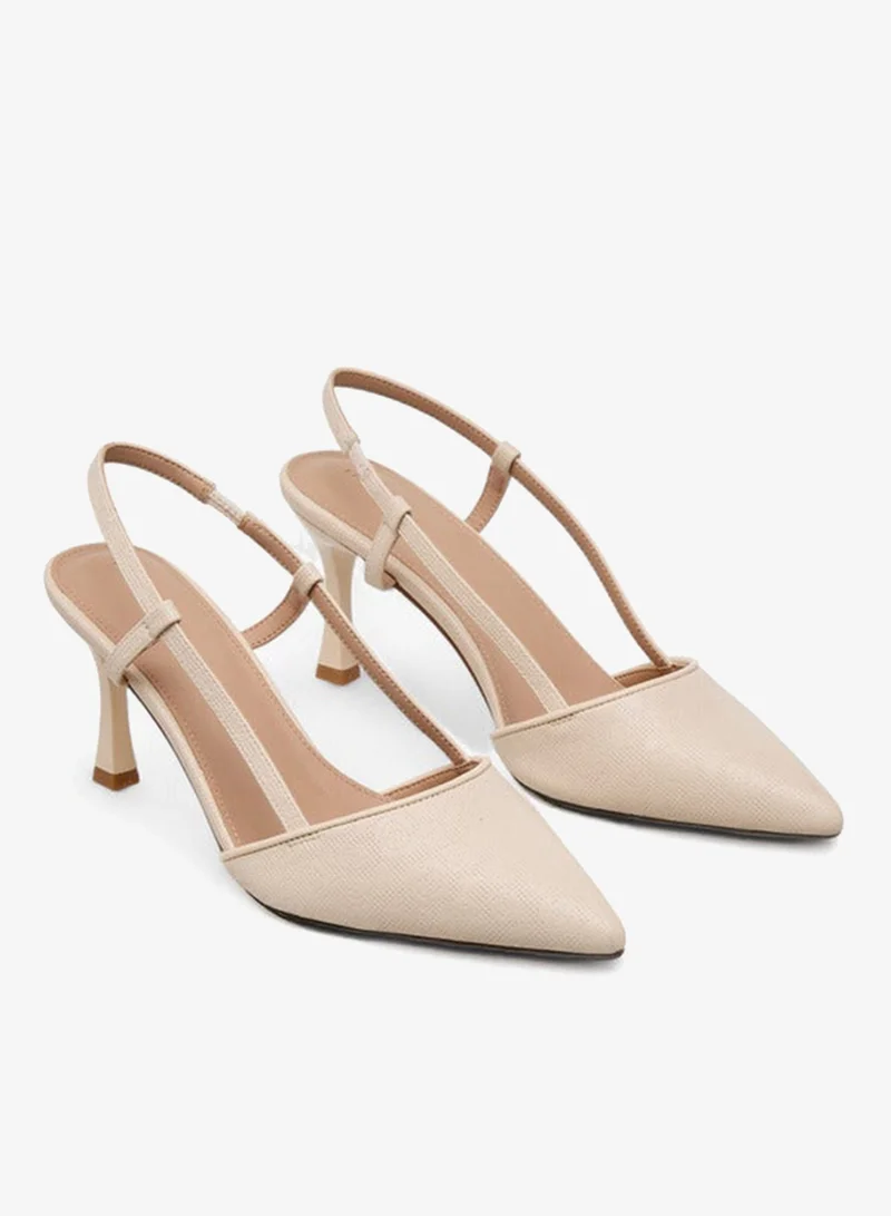 Flora Bella By Shoexpress CREAM Flora Bella Women Flared Heel Slingback Shoes for Women | Best Price UAE