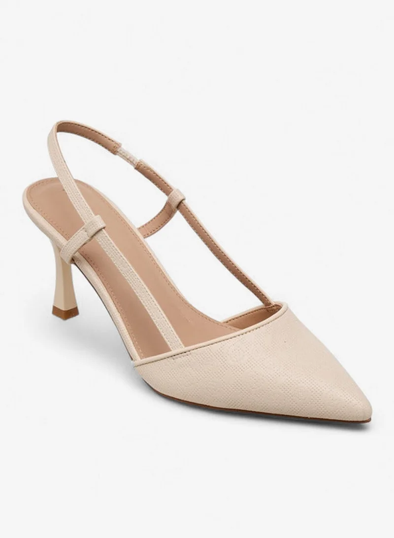 Flora Bella By Shoexpress CREAM Flora Bella Women Flared Heel Slingback Shoes for Women | Best Price UAE