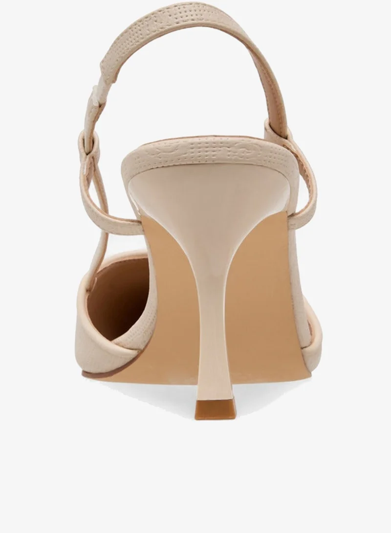 Flora Bella By Shoexpress CREAM Flora Bella Women Flared Heel Slingback Shoes for Women | Best Price UAE