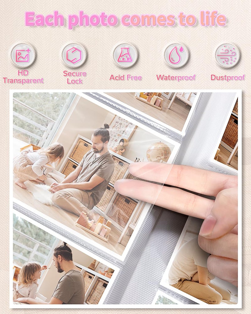 Artfeel Photo Album 4x6 with 300 Pockets,Slip-in Picture Albums,Linen Cover Memory Book with Front Window,White Page Vertical Photo Book for Wedding,Family,Anniversare,Baby,Vacation - Image 4