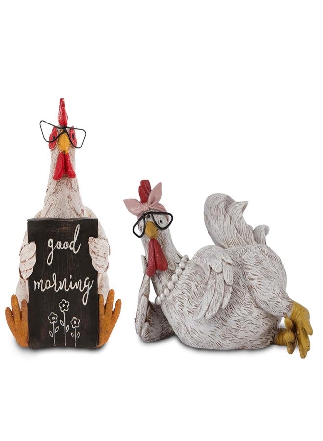Hobby Lobby Rustic Rooster and Chicken Resin Statue Set – Distressed Faux Taxidermy – Resin & Metal Animal Sculptures – Country Western Themed Party Decorations – Farmhouse Style Decor for Home, Office & More - Image 1