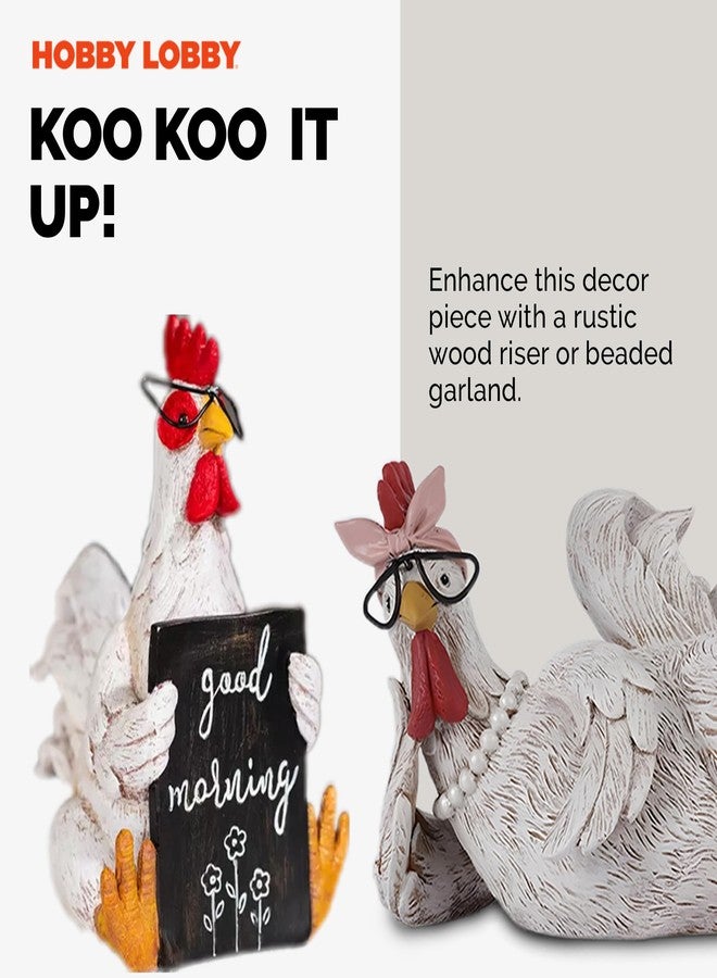 Hobby Lobby Rustic Rooster and Chicken Resin Statue Set – Distressed Faux Taxidermy – Resin & Metal Animal Sculptures – Country Western Themed Party Decorations – Farmhouse Style Decor for Home, Office & More - Image 5