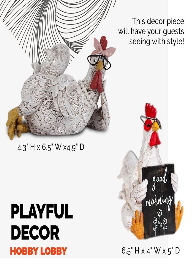 Hobby Lobby Rustic Rooster and Chicken Resin Statue Set – Distressed Faux Taxidermy – Resin & Metal Animal Sculptures – Country Western Themed Party Decorations – Farmhouse Style Decor for Home, Office & More - Image 3