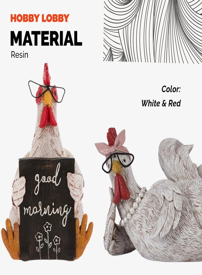 Hobby Lobby Rustic Rooster and Chicken Resin Statue Set – Distressed Faux Taxidermy – Resin & Metal Animal Sculptures – Country Western Themed Party Decorations – Farmhouse Style Decor for Home, Office & More - Image 2