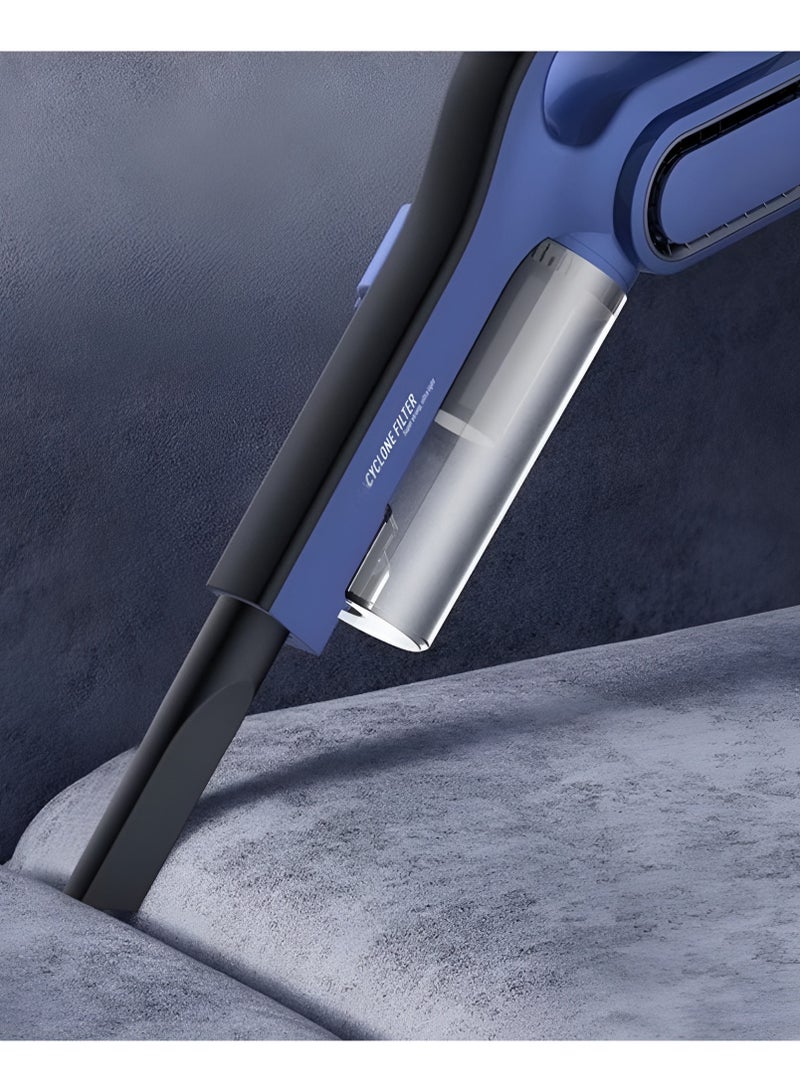 Portable 2 In 1 Handheld Vacuum Cleaner 0.8L 600KW  with HEPA Filter 15000Pa Strong Suction Power Blanket Dust Three-Layer Filtration Dust Capacity Blue  - Image 4