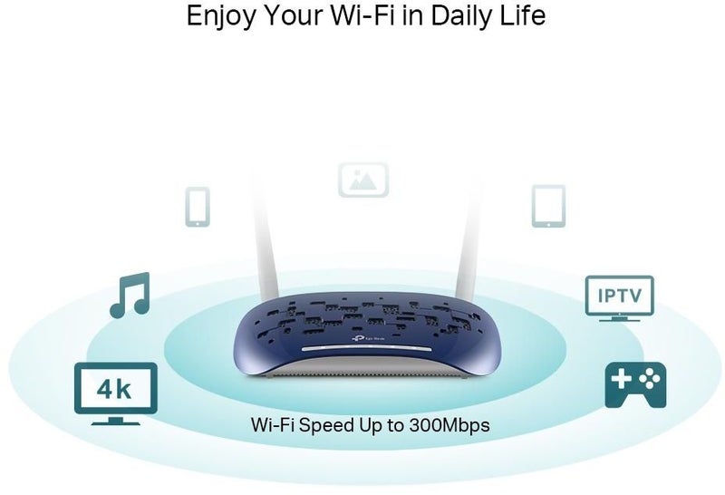 تي بي لينك راوتر مودم TD-W9960 لاسلكي ADSL وVDSL بسرعة 300 ميجابايت/ الثانية أزرق - Image 3